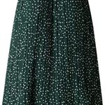 Exlura  Women’s High Waist Green White Polka Dot Pleated Midi Swing Skirt Size XL Photo 5
