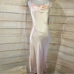 Bebe satin cowl-neck peachy slip on midi dress Size Small adjustable straps- NWT Photo 5