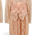 Vintage Totally 80s Peach Lace & Satin Formal Dress Huge Bow Molly Ringwald Size 6 Photo 0