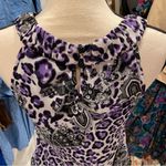 Byer California Y2K purple leopard lace ruffle 3D floral high neck top  Photo 5
