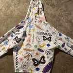 Care Bears Hoodie Womens S Cropped Long Sleeve Graphic White Pink Kidcore Y2K Photo 2