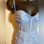 SheIn Baby Blue Ruched Mesh Bodycon Dress Small Photo 3