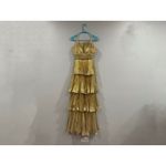 Mac Duggal  49911 Gold Strapless Pleated Metallic Layered Ruffle Gown Sz 2 NEW Photo 3