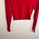 Bozzolo  V-Neck Long Sleeve Crop Top Red Ribbed L Photo 3