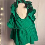 Ces Femme Green Ruffled Blouse Photo 1