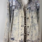 L&B  Light Blue Sequined Denim Jacket Size 3X Photo 8