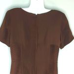 Madison Gray Vintage 100% Silk Shift Brown Midi Dress‎ Sz.8 Photo 4