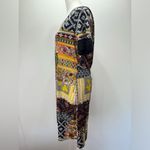 Manhattan Blues Patchwork Boho Print Lace Trim Short Sleeve Dress Size Medium Photo 5