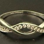 Vintage 925 Mexican Sterling Silver Pave CZ Love Infinity Ring Size 9 Photo 0