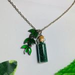 Green Leaves Fairy Glitter Jar Necklace New Photo 5