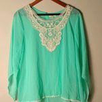 Anthropologie Kori L Eucalyptus Creme Lace Dream Top Photo 0