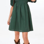 Hyacinth House emerald green puff sleeve Sasha mini dress. Size Large Photo 0