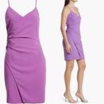 Black Halo purple lilac Esthero Crepe v neck Body-Con mini Dress 0 NWOT Photo 2