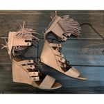 Free People  Solstice Fringe Wedge Blush Size 39 Photo 8