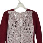 ZARA Knit mohair wool crochet Burgundy V-Neck Sweater S Photo 6