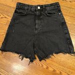ZARA Black Frayed Hem Jean Cut off Shorts Photo 0
