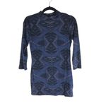 Free People  Cute & Cozy Blue Mock Neck Bodycon Mini Dress Blue Black Size S Photo 2