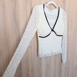 Y2K Thirty Thirty Lace Long Sleeve Mesh Top Sz M Cream Coquette Romantic Ballet Black Size M Photo 4