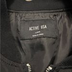 Active USA Classic Black Bomber Jacket Size L Photo 11