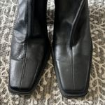 ZARA black leather square toe block heeled boots Photo 2
