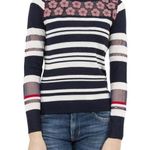 Desigual  Womens Navy Long Sleeve Sweater Top Floral Striped Size M Boho Chic Photo 0