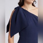 Dress the Population New!  Tiffany One-Shoulder Midi‎ Dress in Midnight Blue Sz M Photo 2