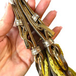 Michael Kors  Woven Chartreuse Straw Gold Leather Shoulder‎ Tote Handbag Purse Photo 4