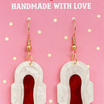 Cute Statement Pad Earrings β Fun Red & White Dangle Earrings Photo 1