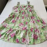 Torrid  Pink Green Floral Tiered Ruffle Smocked Poplin Sun Dress‎ Size 2X Pockets Photo 12
