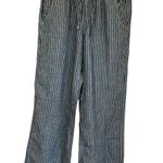 L.L.Bean  Premium Washable Linen Pull-On Pants Stripe Relaxed Wide Leg 4P Photo 0