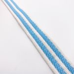 Vintage Faux Leather and Baby Blue and White Striped Fabric Belt Photo 3