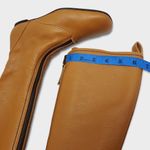 Vicini Tapeet Zipper Tall Leather Boot Front Zip Up Flat Riding Boots Sz 37.5 Brown Photo 4