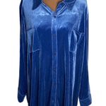 Isaac Mizrahi Live! Velvet Button Front Shirt in blue size 3X Photo 1