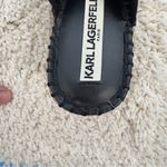 Karl Lagerfeld Paris Carina Leather Embossed Wedge Sandals Black Size 7.5M Photo 5