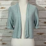Eileen Fisher Silk Linen Blend Open Front Cropped Cardigan - Blue - Small Photo 9