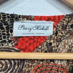Jewel Tone & Metallic Swirls Patchwork Print Zip Front Jacket by Stacey Michelle Orange Size XL Photo 3