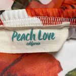 Peach Love  California Women Shirt Top Blouse Pullover Cold Shoulder Floral Print Photo 7