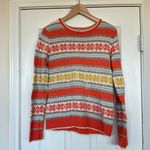 Nautica Snowflake Stripe Sweater | Size M | Orange, White & Yellow Photo 1