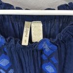 Japna  Embroidered Romper Blue Boho Peasant‎ Off Shoulder Drawstring Size S Photo 1