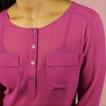 Bebe Womens Size S Sheer Chiffon Collarless Blouse Photo 5