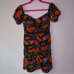 ZARA  Size M Mini Dress Dark Purple Red Floral Milkmaid Ruched Photo 4