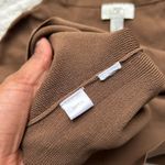 Loft Brown V Neck Stretch Ribbed Knit Short Sleeve Top Size Small Photo 6