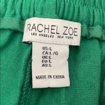 Rachel Zoe High Rise Wide Leg Side Stripe Pull On Linen Pants in Green Size L Photo 9