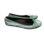 Saint Laurent  Metallic Blue Leather Bow Ballet Flats Size 391/2 US 9 Photo 1