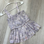 J.Crew  Smocked Tank Top satin watercolor womens Purple (small) feminine romantic Photo 0