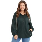 Bloomchic Green Drawstring Waffle Knit Hoodie Size 14/16 Photo 1