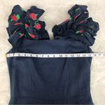 FANM MON Alanya 100% Linen Embroidered Dress Off The Shoulder Navy Small New Blue Photo 12