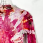 American Eagle  XS Crop Top Handmade Pink Tie Dye Long‎ Sleeve Mock Neck 1051 Photo 4