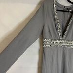 Venus Women’s Charcoal Gray Long Sleeve Jeweled Emblished Cocktail Dress Size 14 Photo 1