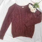 Garage Burgundy Cable Knit Sweater Photo 0